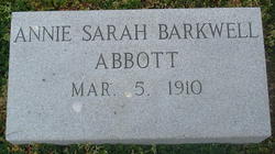 Annie Sarah <I>Barkwell</I> Abbott 