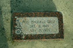 Ann Martha <I>Hadfield</I> West 