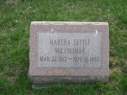 Martha <I>Coleman</I> Settle 