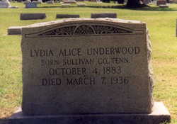 Lydia Alice “Attie” <I>Nelms</I> Underwood 