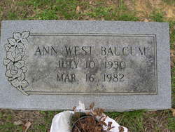 Ann <I>West</I> Baucum 