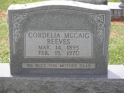 Cordelia “Deedie” <I>Lindsey McCaig</I> Reeves 