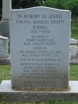 Mrs Virginia Beverley “Jenny” <I>Pickett</I> Burwell 