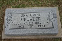 Ona Ruth <I>Gwinn</I> Crowder 