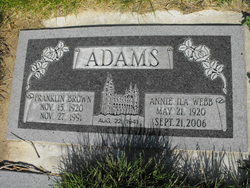 Annie Ila <I>Webb</I> Adams 