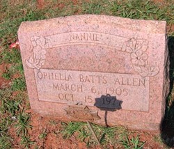 Minnie Ophelia <I>Batts</I> Allen 