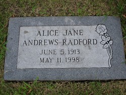 Alice Jane <I>Andrews</I> Radford 