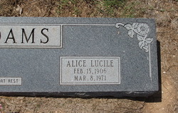 Alice Lucile “Ella” <I>Swenson</I> Adams 