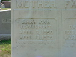 Mary Ann <I>Ashworth</I> Davenport 