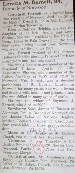 Loretta Margaret <I>Spencer</I> Barnett 