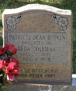 Patricia Dean <I>Coleman</I> Boykin 