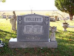 Anna Louise “Ann” <I>Hill</I> Tollett 
