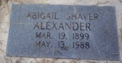 Abigail Eula <I>Shaver</I> Alexander 