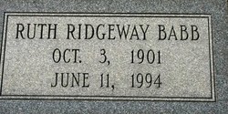 Agnes Ruth <I>Ridgeway</I> Babb 