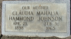 Claudia Mahalia <I>Hammond</I> Johnson 