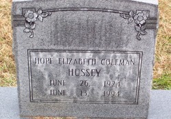 Hope Elizabeth <I>Coleman</I> Hussey 