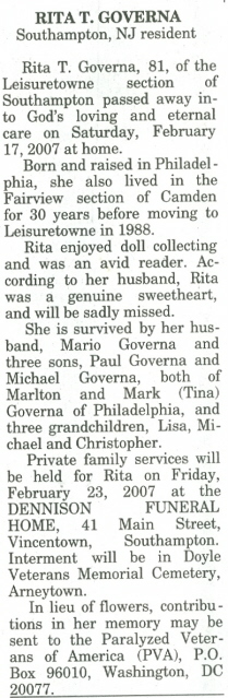 Rita T. <I>O'Donnell</I> Governa 