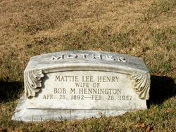 Mattie Lee <I>Henry</I> Hennington 