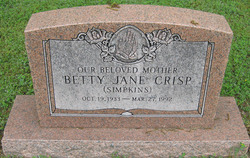 Betty Jane <I>Simkins</I> Crisp 