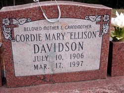 Cordie Mary <I>Ellison</I> Davidson 