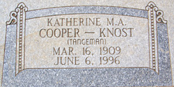 Katherine Marie Amelia <I>Tangeman</I> Cooper Knost 