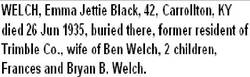 Emma Jettie <I>Black</I> Welch 