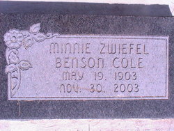 Minnie Zweifel <I>Benson</I> Cole 