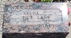 Velda C <I>Rice</I> Lane 