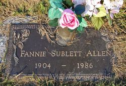 Fannie Mary <I>Sublett</I> Allen 