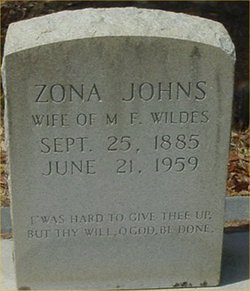 Zona “Zonie” <I>Johns</I> Wildes 