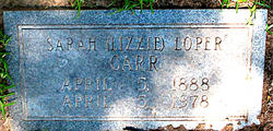 Sarah Elizabeth “LIZZIE” <I>Loper</I> Carr 