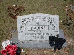 Nadine Matilda <I>Nunley</I> Leatherwood Ridings 