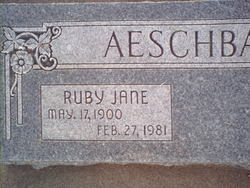 Ruby Jane “Jenny” <I>Niederer</I> Aeschbacher 