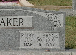 Ruby Juanita <I>Bryce</I> Baker 