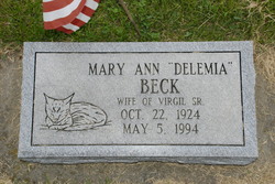 Mary Ann “Delemia” <I>Davis</I> Beck 