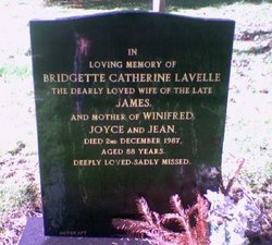 Mrs Bridgette Catherine “Beat, Beatrice” <I>Monaghan</I> Lavelle 