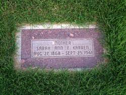 Sarah Ann <I>Fowles</I> Karren 