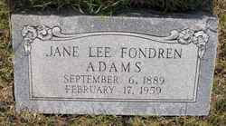Jane Lee <I>Fondren</I> Adams 