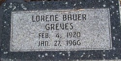 Lorene Marie Wilhelmina <I>Bauer</I> Greves 