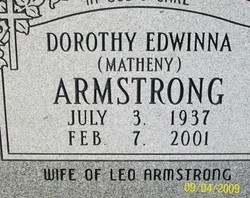 Dorothy Edwinna <I>Matheny</I> Armstrong 