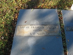Sarah Frances “Sallie” <I>Snipes</I> Allen 