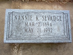 Nannie K. Matherine <I>Davis</I> Sevadge 