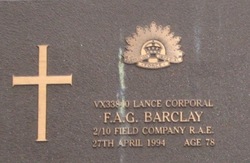 Lance Corporal (Rtd) Frederick Alexander George Barclay 