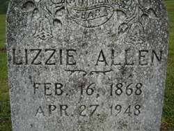 Mrs Mary Ann Elizabeth “Lizzie” <I>Freeman</I> Allen 