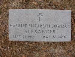 Harriet Elizabeth <I>Bowman</I> Alexander 
