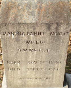 Martha Fannie <I>Eubanks</I> Wright 