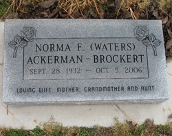 Norma F <I>Waters</I> Ackerman-Brockert 