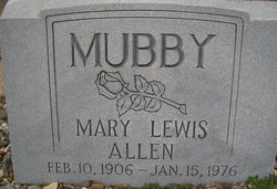 Mary Elizabeth “Mubby” <I>Lewis</I> Allen 