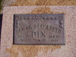 Sarah Elizabeth “Lizzie” <I>Bolin</I> Dix 