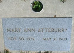 Mary Ann <I>Shockley</I> Atteburry 